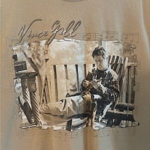 Tan Men's Vince Gill Graphic Band Tee Shirt